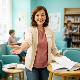 Siglinde Gled accoglie i partecipanti in una sala lettura